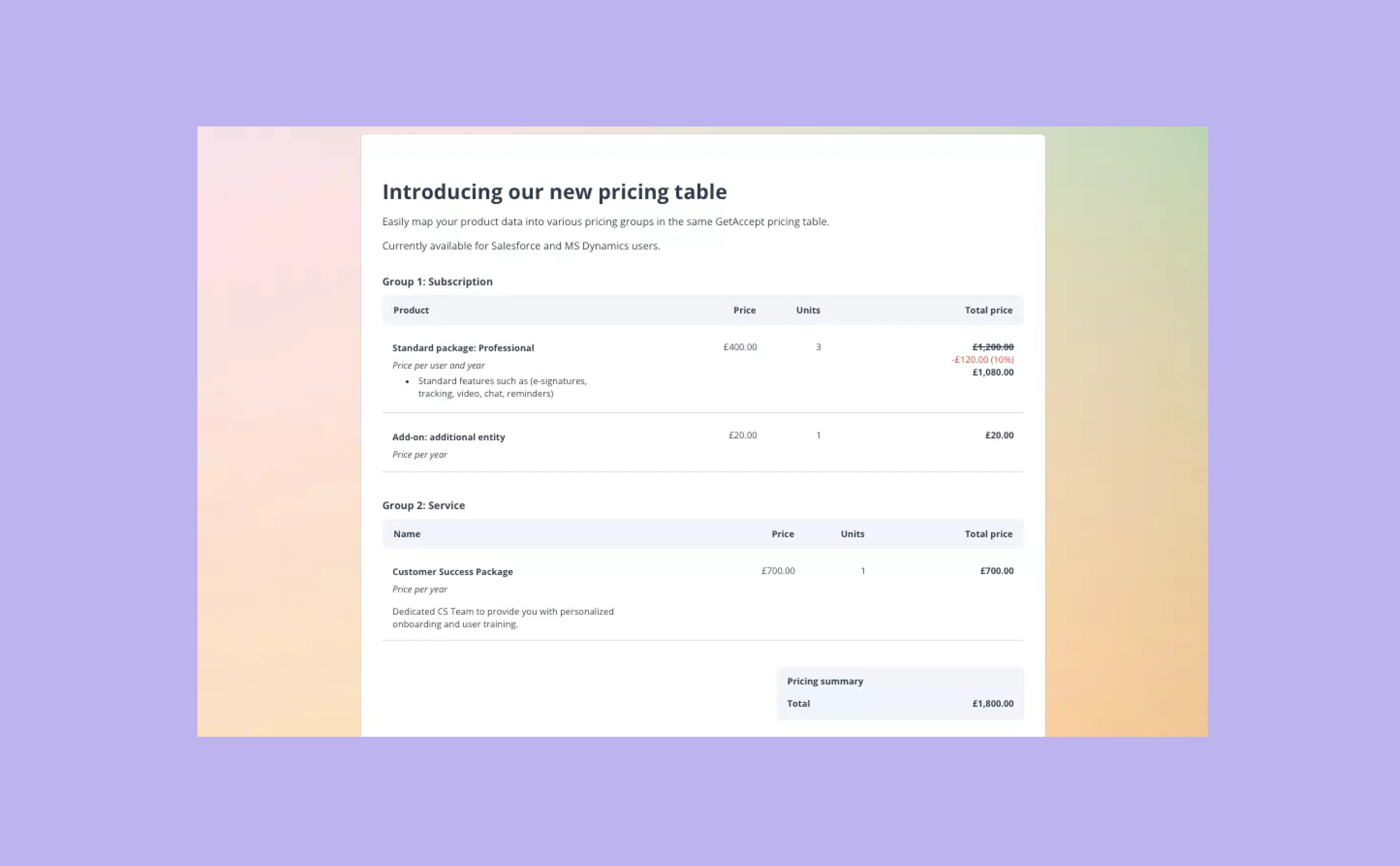 Affichez vos produits dans différents tableaux et groupes de prix